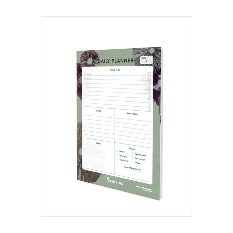 Collins Flourish A5 Daily Desk Pad To Do List And Task Tracker Notepad - 60 Sheets Green, , large image number 1