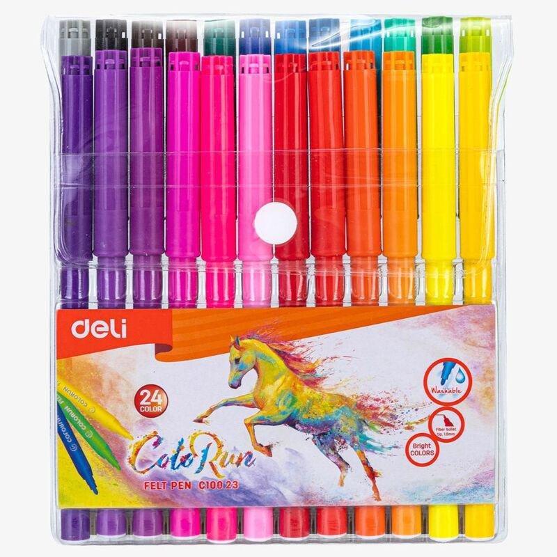 Deli School Colouring Felt Pen Set (24 Colors), , large image number 0