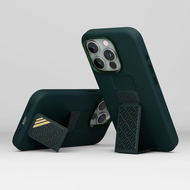 Levelo Morphix Silicone Case With Leather Grip For iPhone 15 Pro Max - Green, , large image number 1