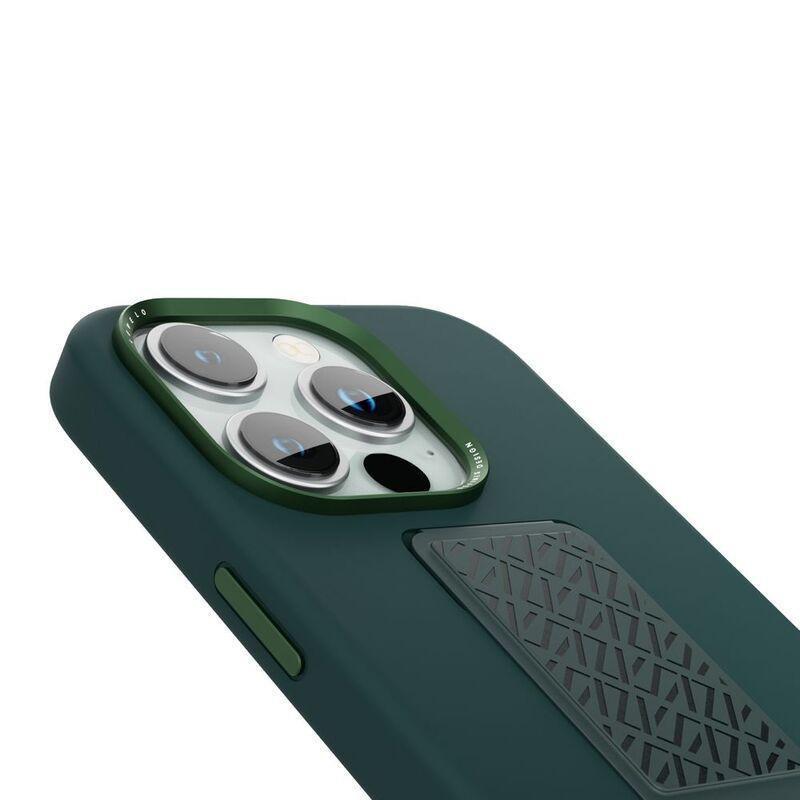 Levelo Morphix Silicone Case With Leather Grip For iPhone 15 Pro Max - Green, , large image number 2