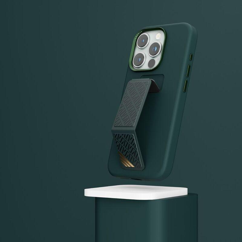 Levelo Morphix Silicone Case With Leather Grip For iPhone 15 Pro Max - Green, , large image number 4