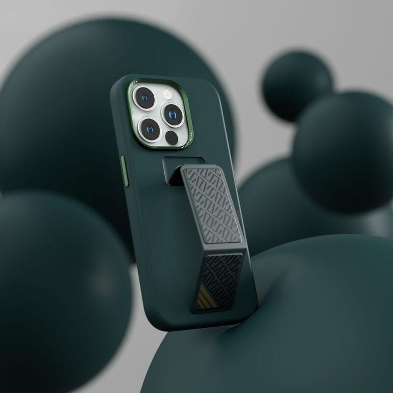 Levelo Morphix Silicone Case With Leather Grip For iPhone 15 Pro Max - Green, , large image number 5