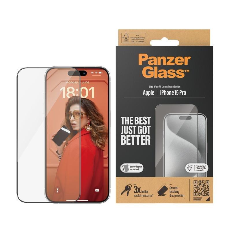 PanzerGlass Screen Protector for iPhone 15 Pro - UWF, , large image number 1