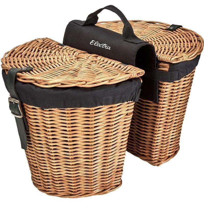Electra Rattan Panniers With Liner Natural Rear, , medium