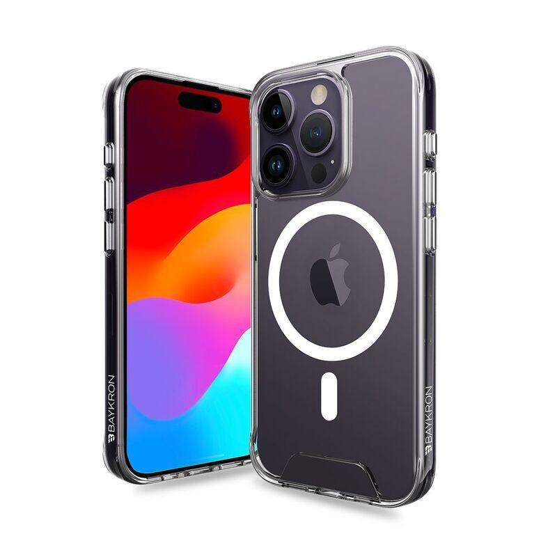 Baykron Slim Bumper Protection & Finger Print Resistant Clear MagSafe Case For iPhone 15 Pro Max, , large image number 0