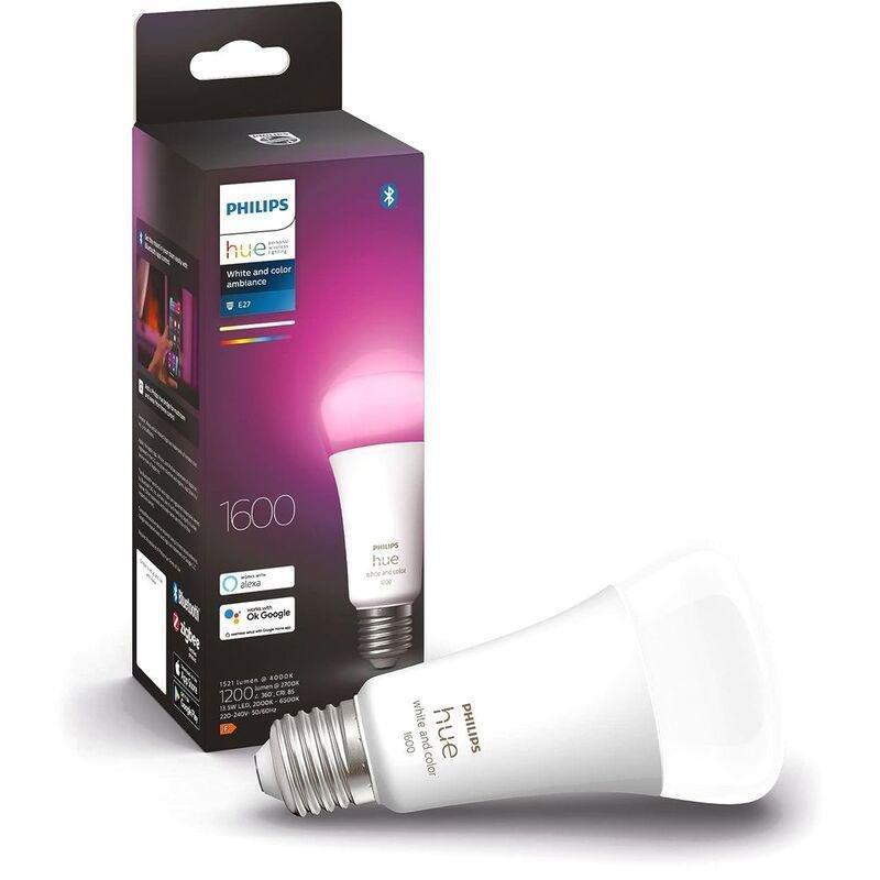 Philips Hue White And Colour Ambiance Smart Light E27 Bulb - 1600 Lumen (13W-100W), , medium
