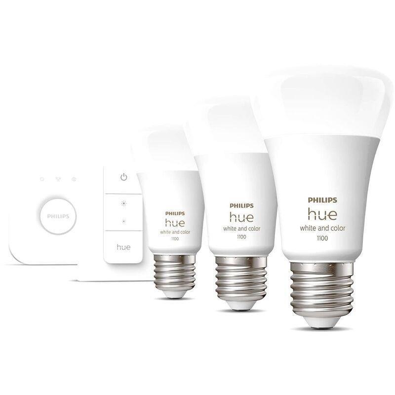Philips Hue White And Colour Ambiance Starter Kit E27 Smart Bulbs (75W) (Includes Bridge + Dimmer Switch) (Pack of 3), , large image number 1