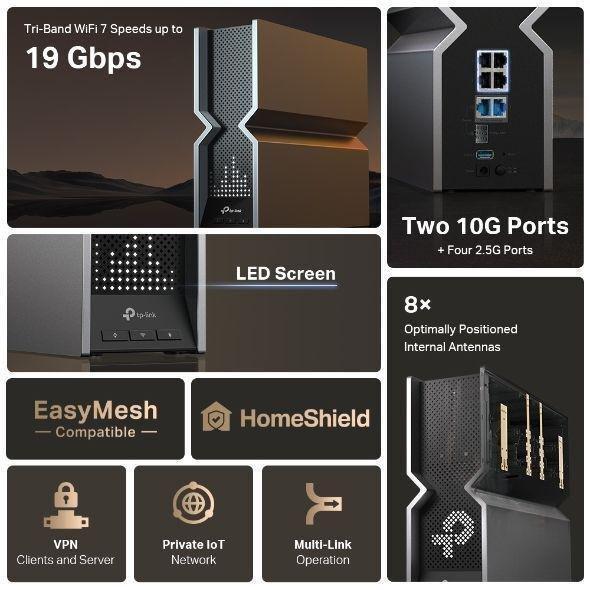 TP-Link BE19000 Tri-Band Wi-Fi 7 Router, , large image number 3