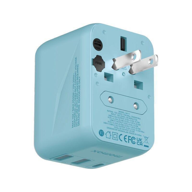Momax 1-World 20W 3 Port+AC Travel Adapter - Blue, , large image number 1