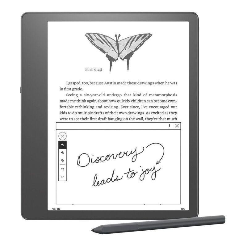 Amazon Kindle Scribe E-Reader 10.2-Inch Display with Basic Pen 16GB - Grey + Leather Folio Cover with Magnetic Attach - Black, , large image number 0