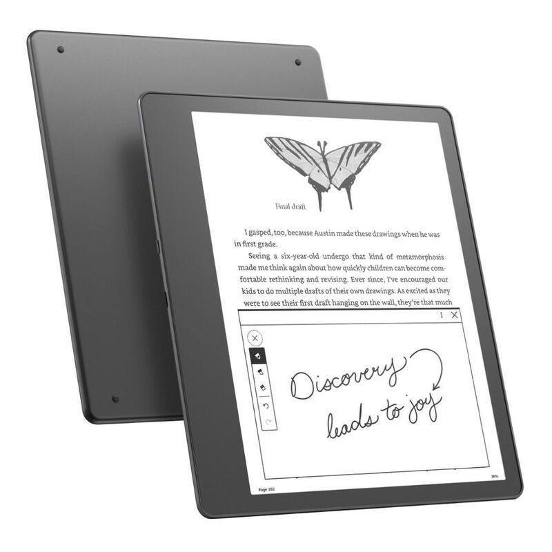 Amazon Kindle Scribe E-Reader 10.2-Inch Display with Basic Pen 16GB - Grey + Leather Folio Cover with Magnetic Attach - Black, , large image number 1