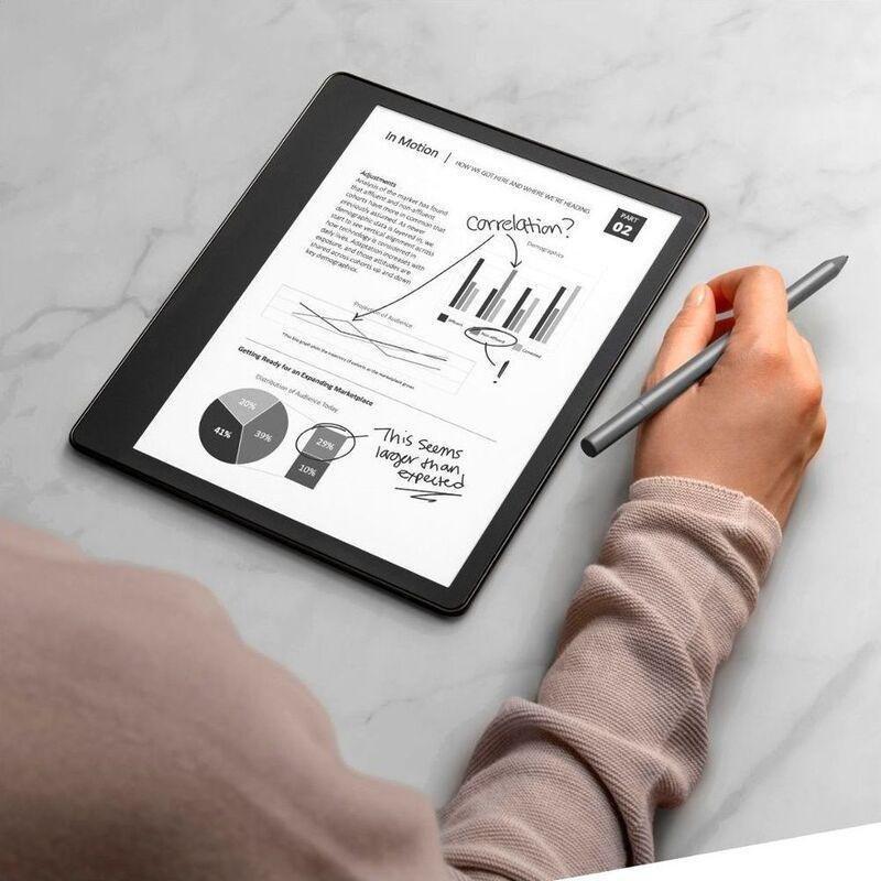 Amazon Kindle Scribe E-Reader 10.2-Inch Display with Basic Pen 16GB - Grey + Leather Folio Cover with Magnetic Attach - Black, , large image number 7