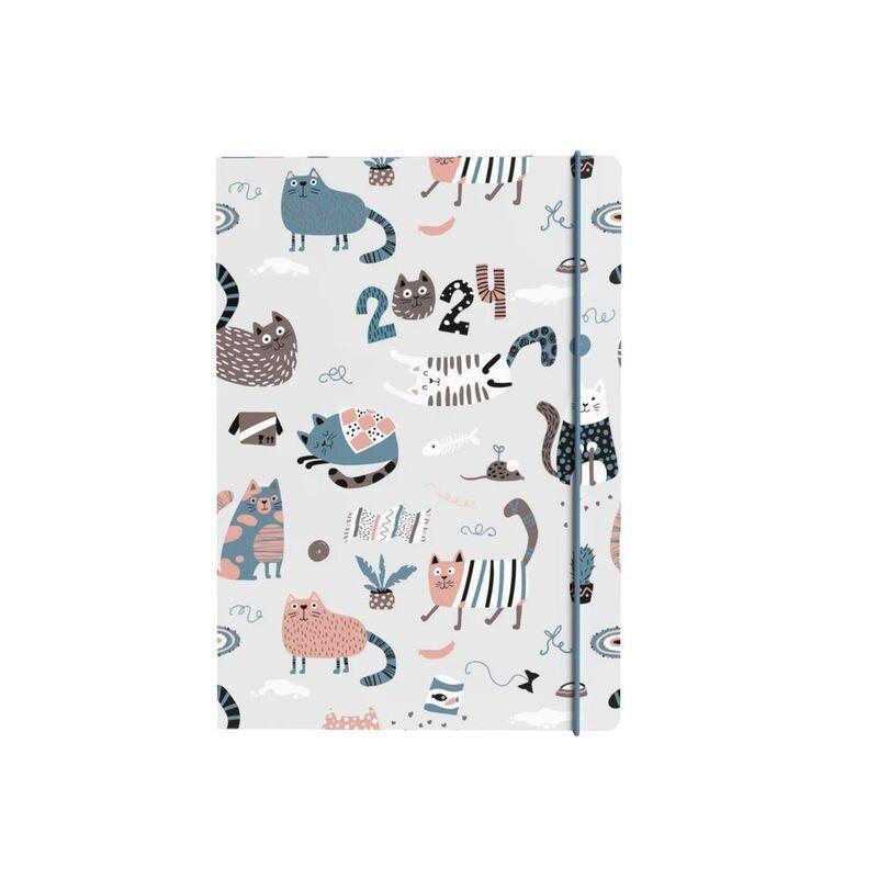 Collins Debden Maru Calendar Year 2024 A6 Week-To-View Cut Flush Diary - Cats, , medium