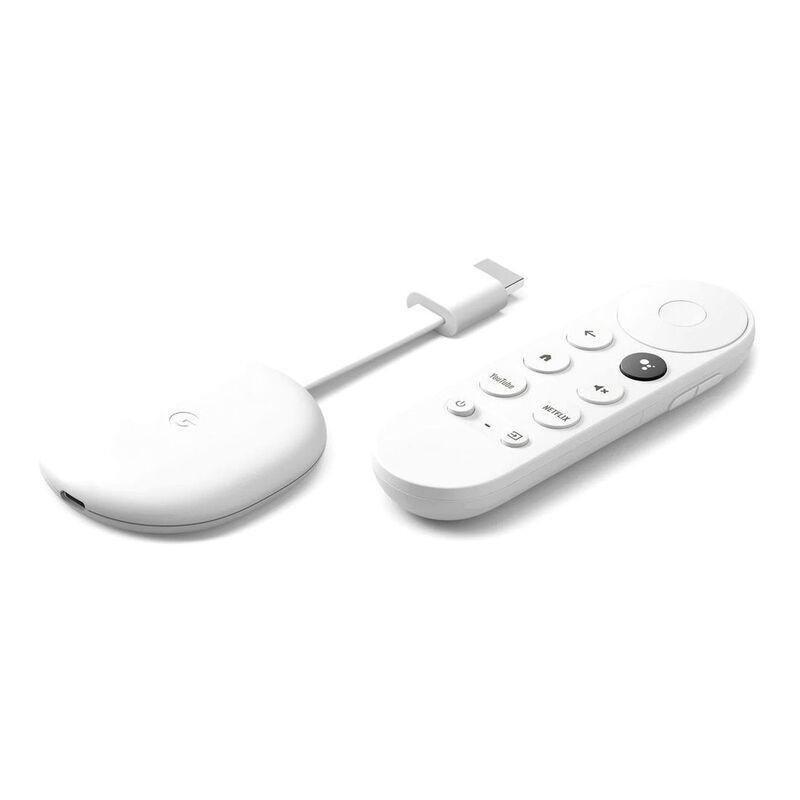 GOOGLE - Google Chromecast with Google TV (HD Version) with Voice Remote - Snow + Wiz Color/Tunable White Smart Bulb A60 9W