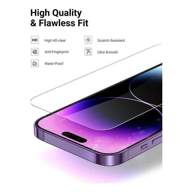 UGreen Full Coverage HD Screen Protector with Installation Frame for iPhone 14 Pro (Pack of 2), , large image number 1