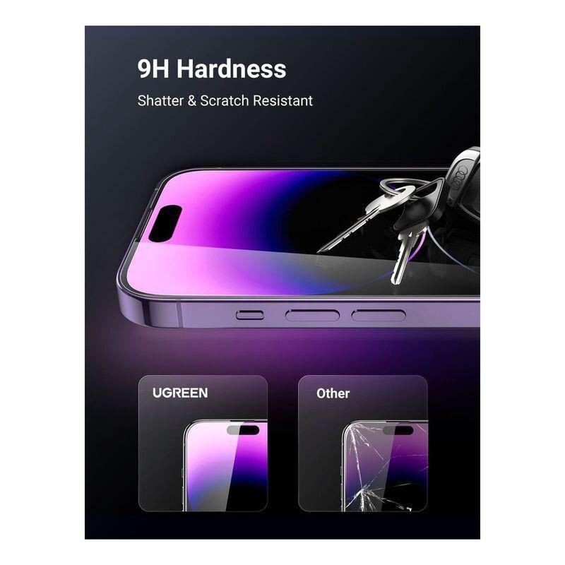 UGreen Full Coverage HD Screen Protector with Installation Frame for iPhone 14 Pro (Pack of 2), , large image number 2