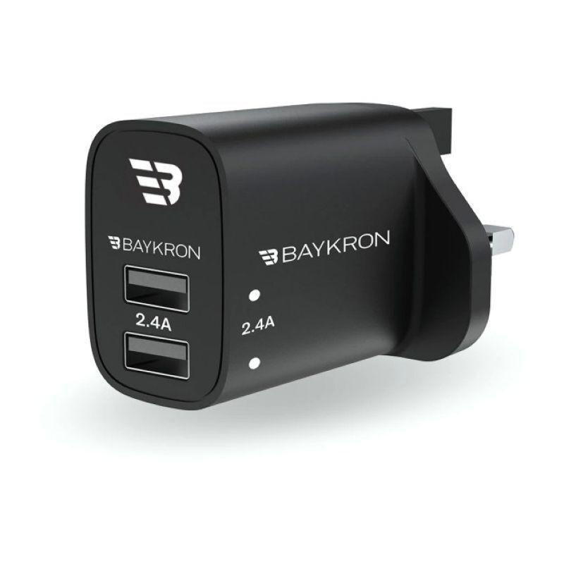 Baykron 12W Wall Charger With Dual USB Ports Total Power 2.4A/UK -Black, , large image number 0