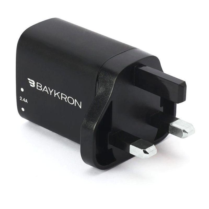 Baykron 12W Wall Charger With Dual USB Ports Total Power 2.4A/UK -Black, , large image number 1