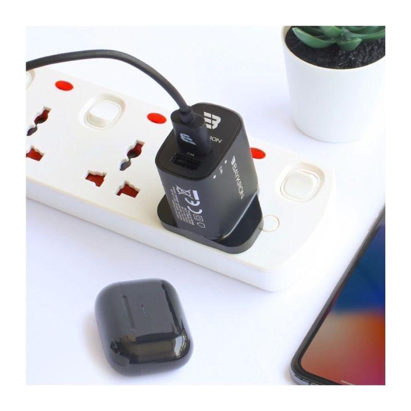 Baykron 12W Wall Charger With Dual USB Ports Total Power 2.4A/UK -Black, , large image number 3