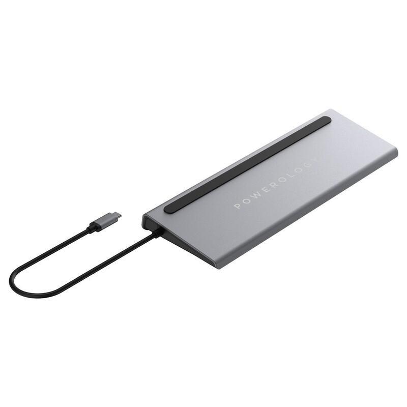 Powerology 11 in 1 Multi-Display USB-C Hub & Laptop Stand 100W Gray, , large image number 0