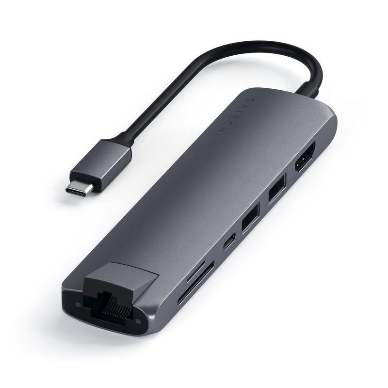 Satechi Type-C Slim Multiport With Ethernet Adapter Space Gray, , large image number 0