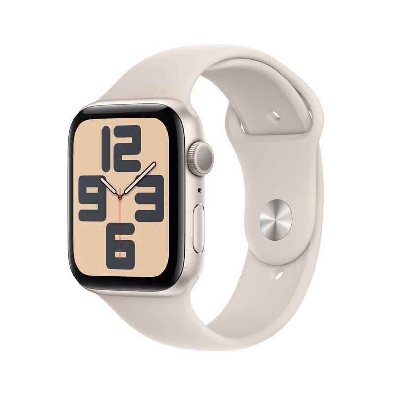 Apple Watch SE (2023) GPS 44mm Starlight Aluminium Case with Starlight Sport Band - M/L, , large image number 0