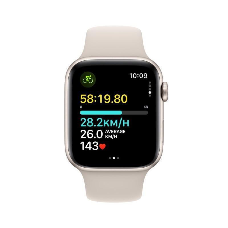 Apple Watch SE (2023) GPS 44mm Starlight Aluminium Case with Starlight Sport Band - M/L, , large image number 4