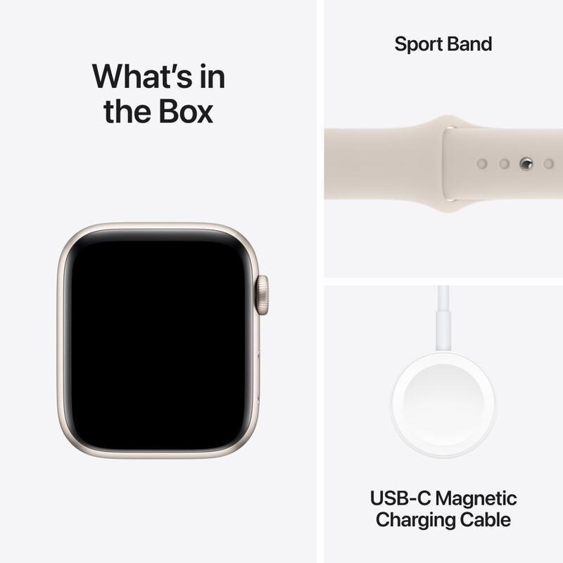 Apple Watch SE (2023) GPS 44mm Starlight Aluminium Case with Starlight Sport Band - M/L, , large image number 6