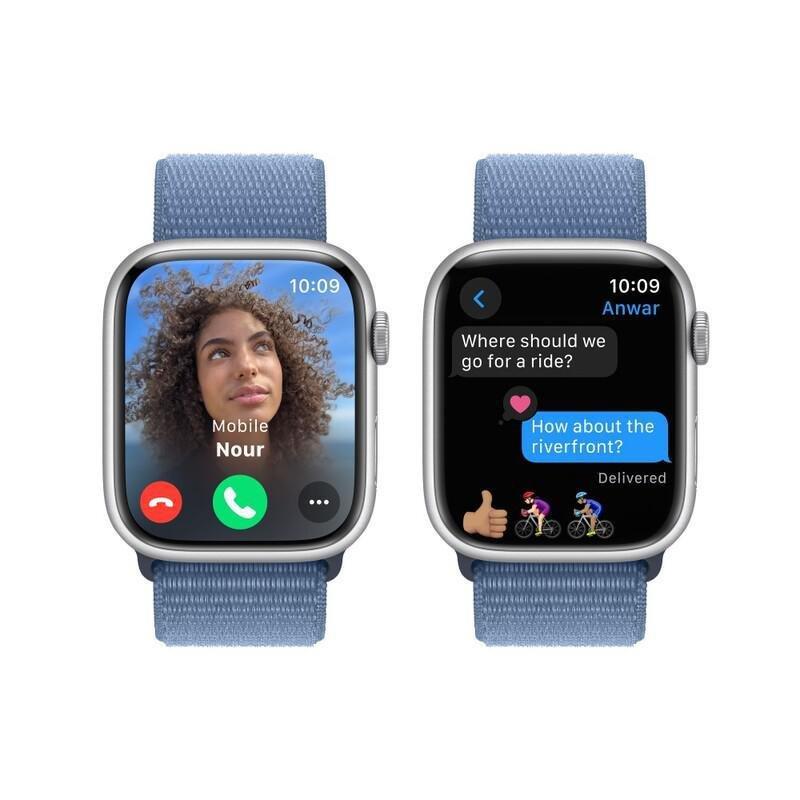 Apple Watch Series 9 GPS 41mm Silver Aluminium Case with Winter Blue Sport Loop, , large image number 4