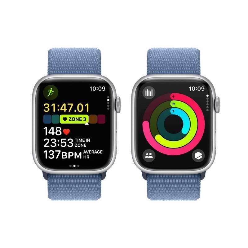 Apple Watch Series 9 GPS 41mm Silver Aluminium Case with Winter Blue Sport Loop, , large image number 6