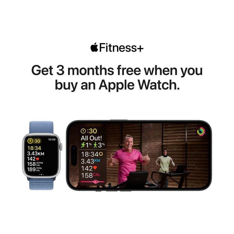 Apple Watch Series 9 GPS 41mm Silver Aluminium Case with Winter Blue Sport Loop, , large image number 8