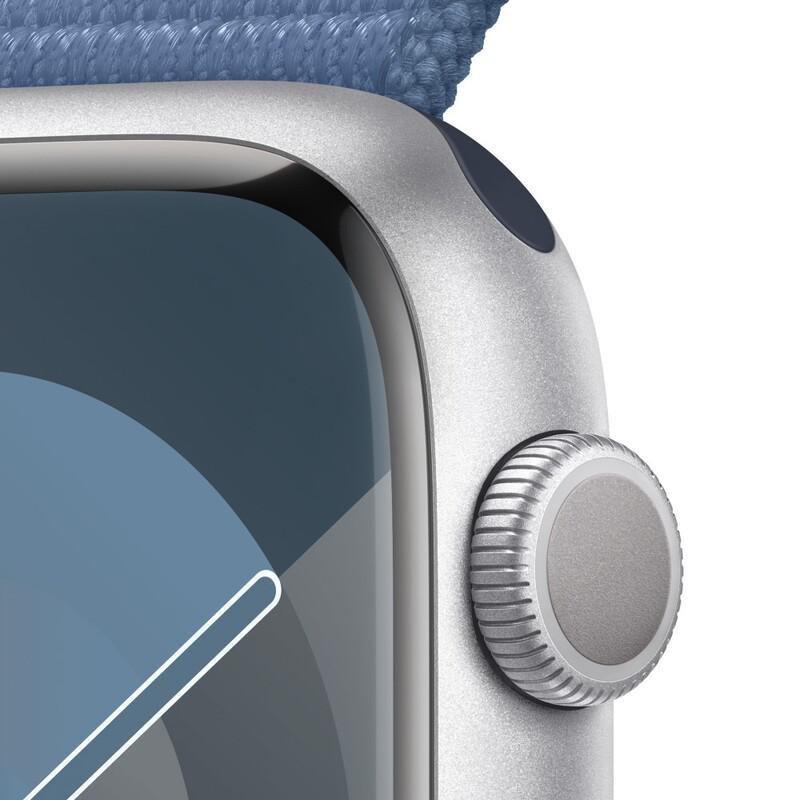 Apple Watch Series 9 GPS 41mm Silver Aluminium Case with Winter Blue Sport Loop, , large image number 9