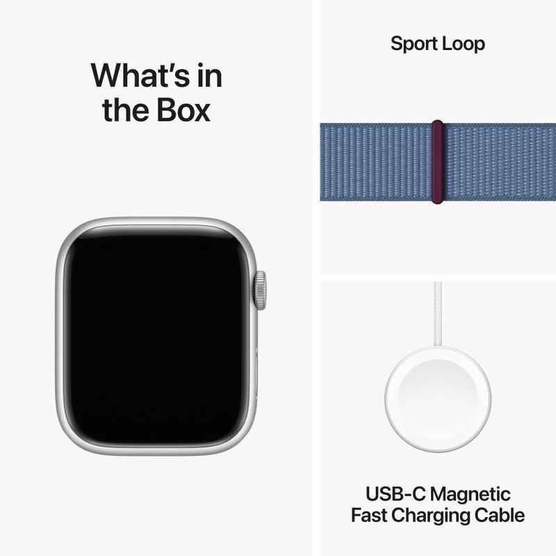 Apple Watch Series 9 GPS 41mm Silver Aluminium Case with Winter Blue Sport Loop, , large image number 10