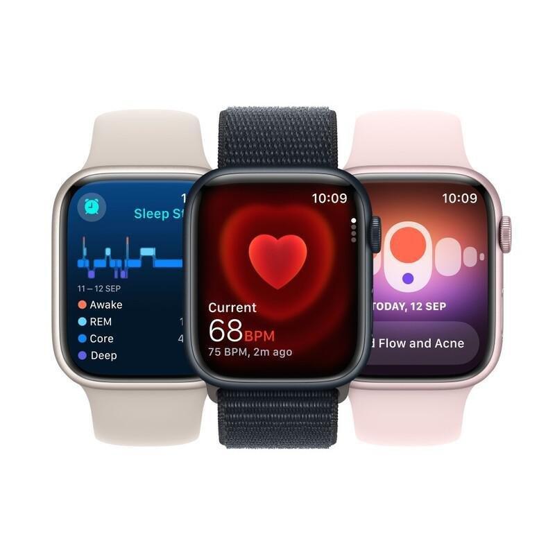 Apple Watch Series 9 GPS 45mm Midnight Aluminium Case with Midnight Sport Band - M/L, , large image number 7
