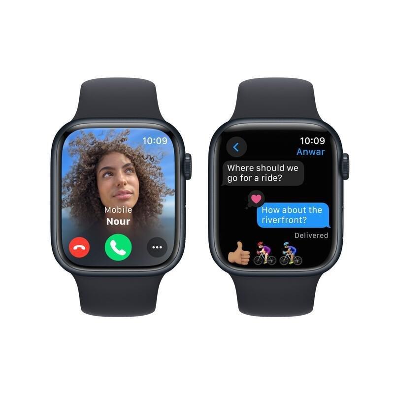 Apple Watch Series 9 GPS 45mm Midnight Aluminium Case with Midnight Sport Band - S/M, , large image number 4