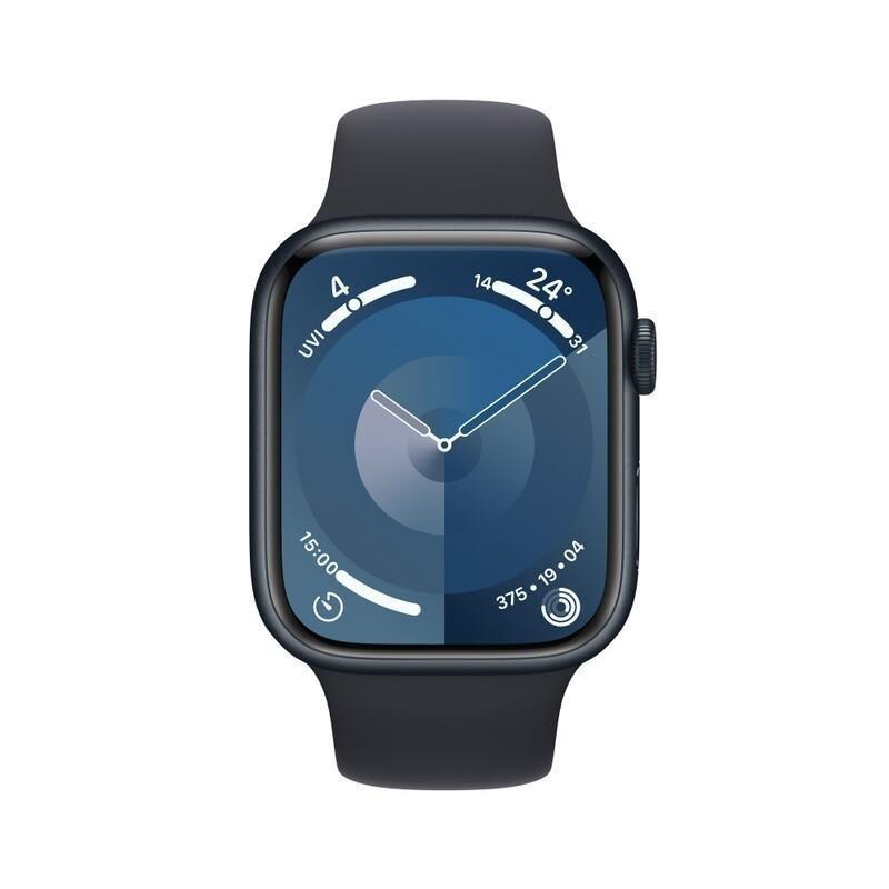 Apple Watch Series 9 GPS 45mm Midnight Aluminium Case with Midnight Sport Band - S/M, , large image number 8