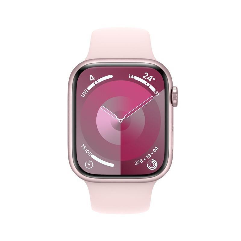 Apple Watch Series 9 GPS 45mm Pink Aluminium Case with Light Pink Sport Band - M/L, , large image number 0