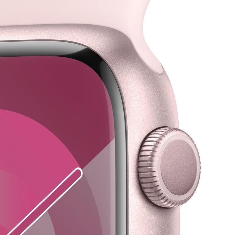 Apple Watch Series 9 GPS 45mm Pink Aluminium Case with Light Pink Sport Band - M/L, , large image number 2