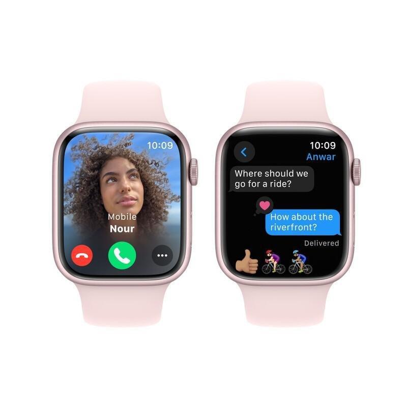 Apple Watch Series 9 GPS 45mm Pink Aluminium Case with Light Pink Sport Band - M/L, , large image number 5