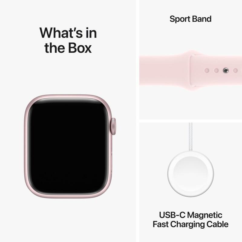 Apple Watch Series 9 GPS 45mm Pink Aluminium Case with Light Pink Sport Band - M/L, , large image number 7