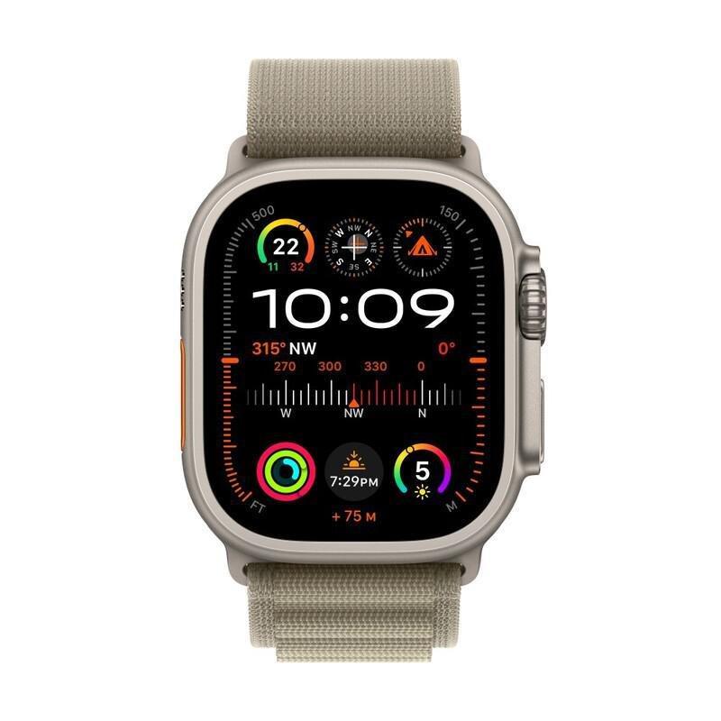 Apple Watch Ultra 2 GPS + Cellular 49mm Titanium Case with Olive Alpine Loop - Medium, , large image number 1