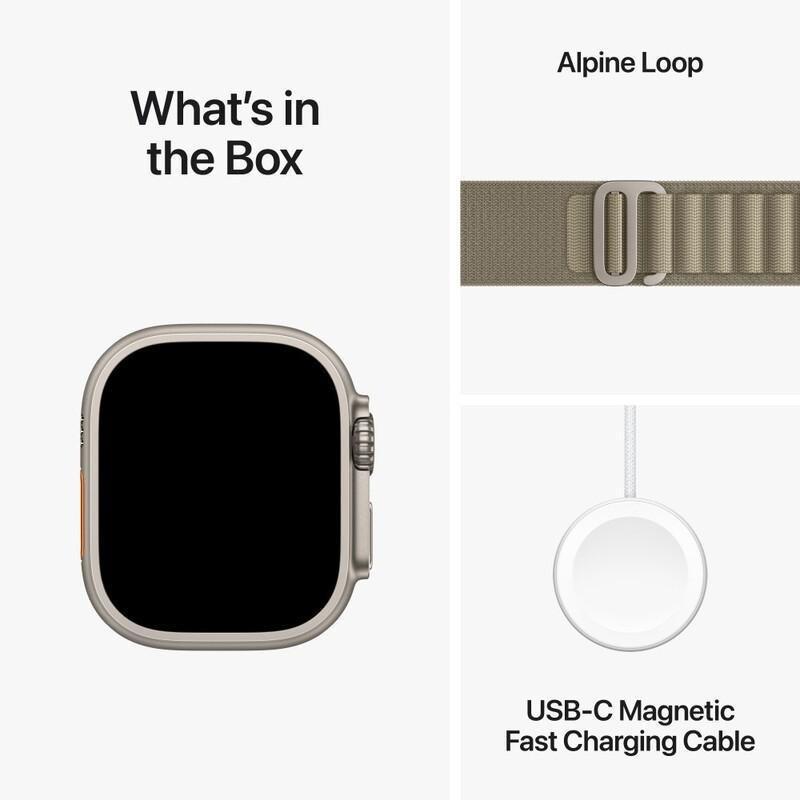 Apple Watch Ultra 2 GPS + Cellular 49mm Titanium Case with Olive Alpine Loop - Small, , large image number 8