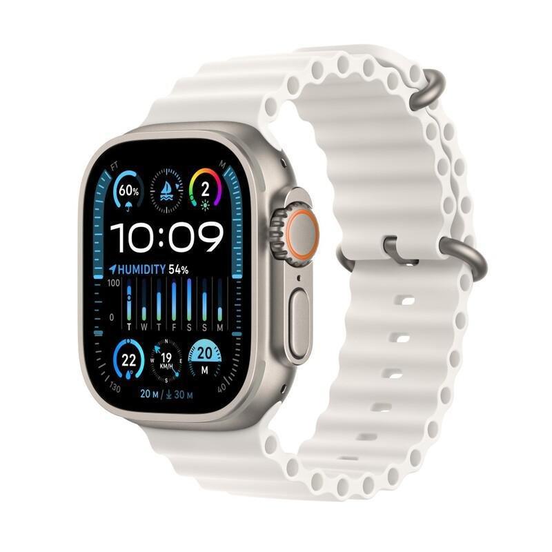 Apple Watch Ultra 2 GPS + Cellular 49mm Titanium Case with White Ocean Band, , medium