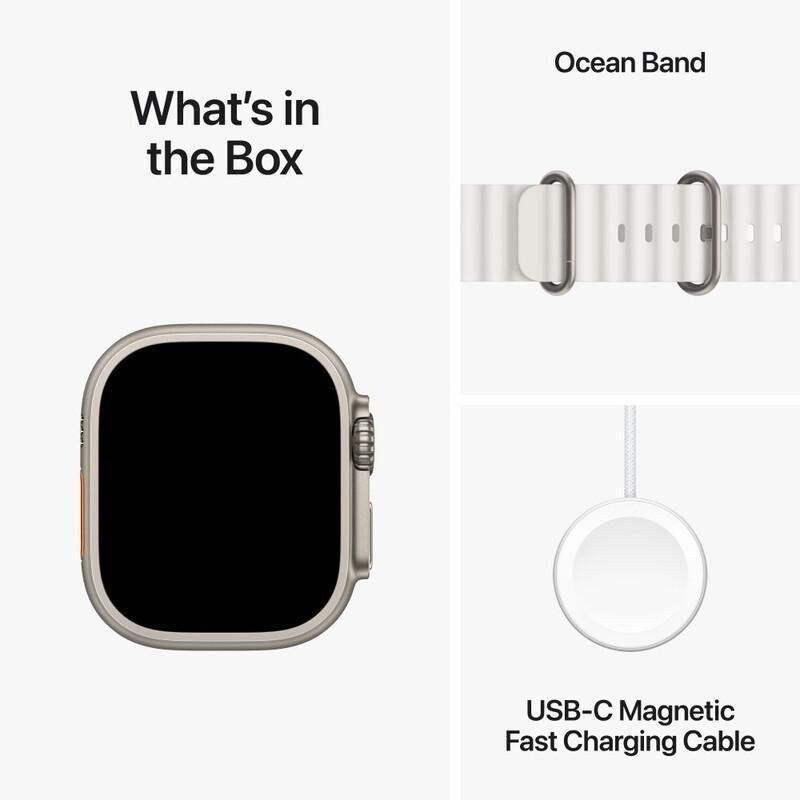 Apple Watch Ultra 2 GPS + Cellular 49mm Titanium Case with White Ocean Band, , large image number 7