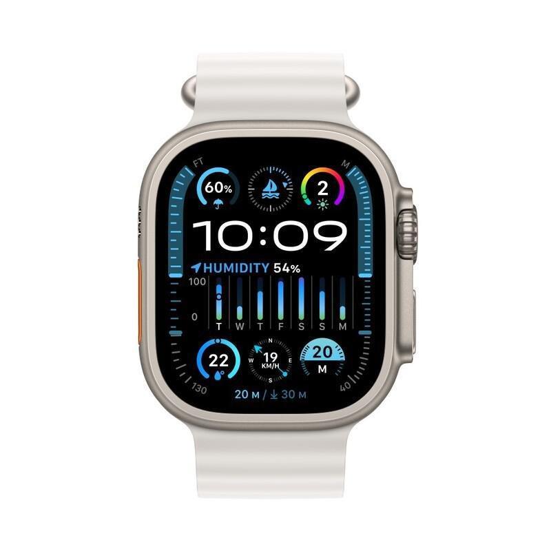 Apple Watch Ultra 2 GPS + Cellular 49mm Titanium Case with White Ocean Band, , large image number 9