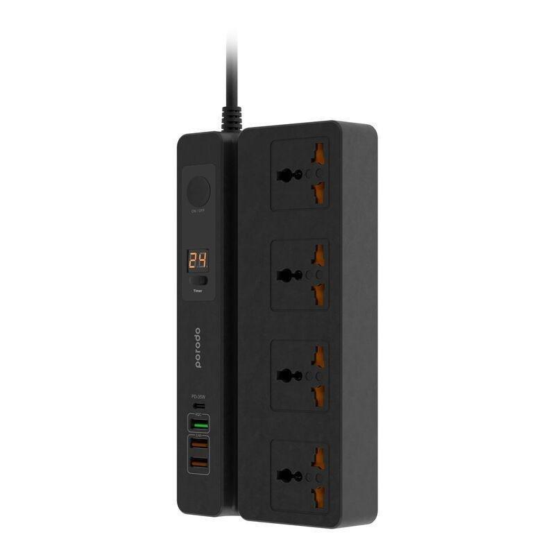 Porodo Multi-Function Universal Socket with 35W PD, Phone Stand and Digital Timer - 3m, , large image number 1