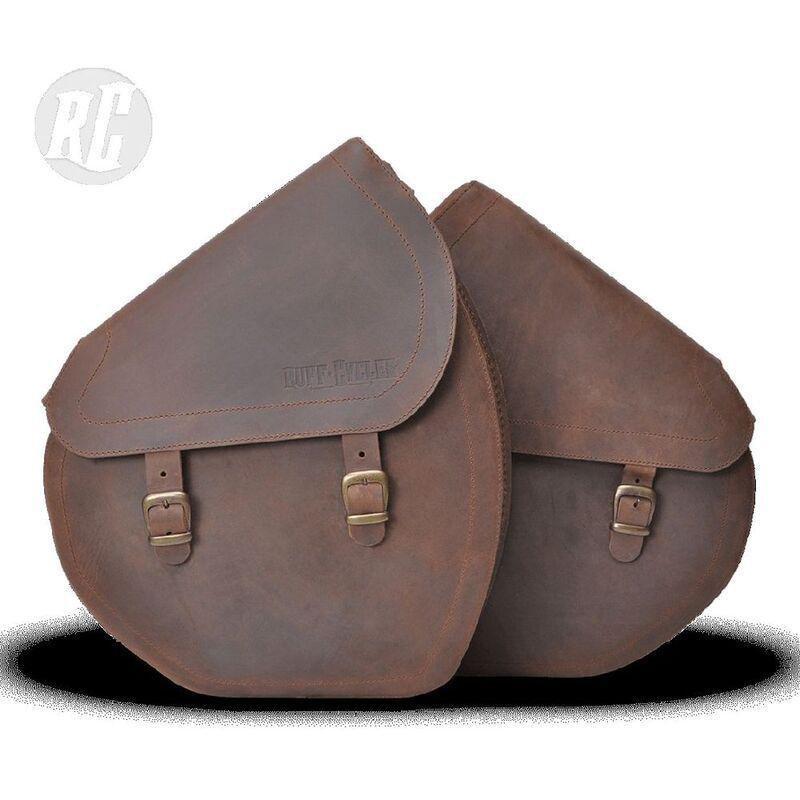 Ruff The Ruffian Leather Saddle Bag Left Brown, , medium