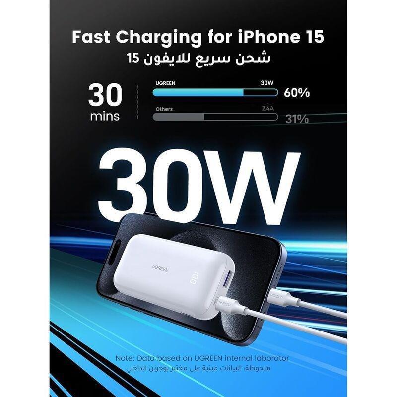 Ugreen 10000Mah Two-Way Fast Charging Power Bank - White, , large image number 1
