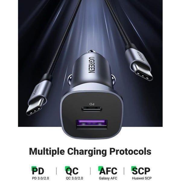 Ugreen A+C Dual-Port Car Charger PD30W+SCP22.5W, , large image number 1