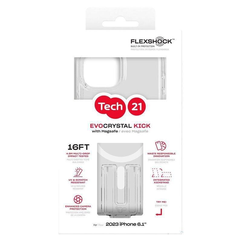 Tech21 Evocrystal Kick Case with MagSafe for iPhone 15 - White, , large image number 6
